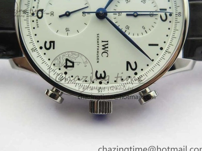 MIROTIME 0325 WeatherProof Portugieser Chronograph Edition “150 Years” IW371602 ZF 1:1 Best Edition White Dial on Black Leather Strap A7750 (Slim Movement) 7120